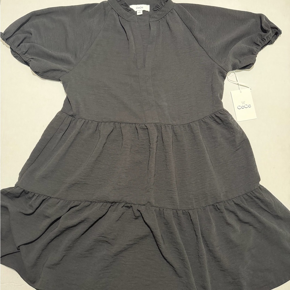 cece brand black v-neck medium‎ length dress, women's medium nwt